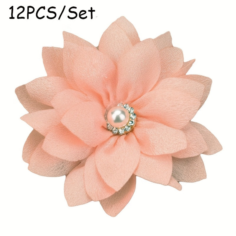 12pcs 2.2inch ( 5.5cm) Sharp Corner Flowers No Clips Holiday Party Decoration Making Pet Collar Flower Hair Accessories for Headband Hairband