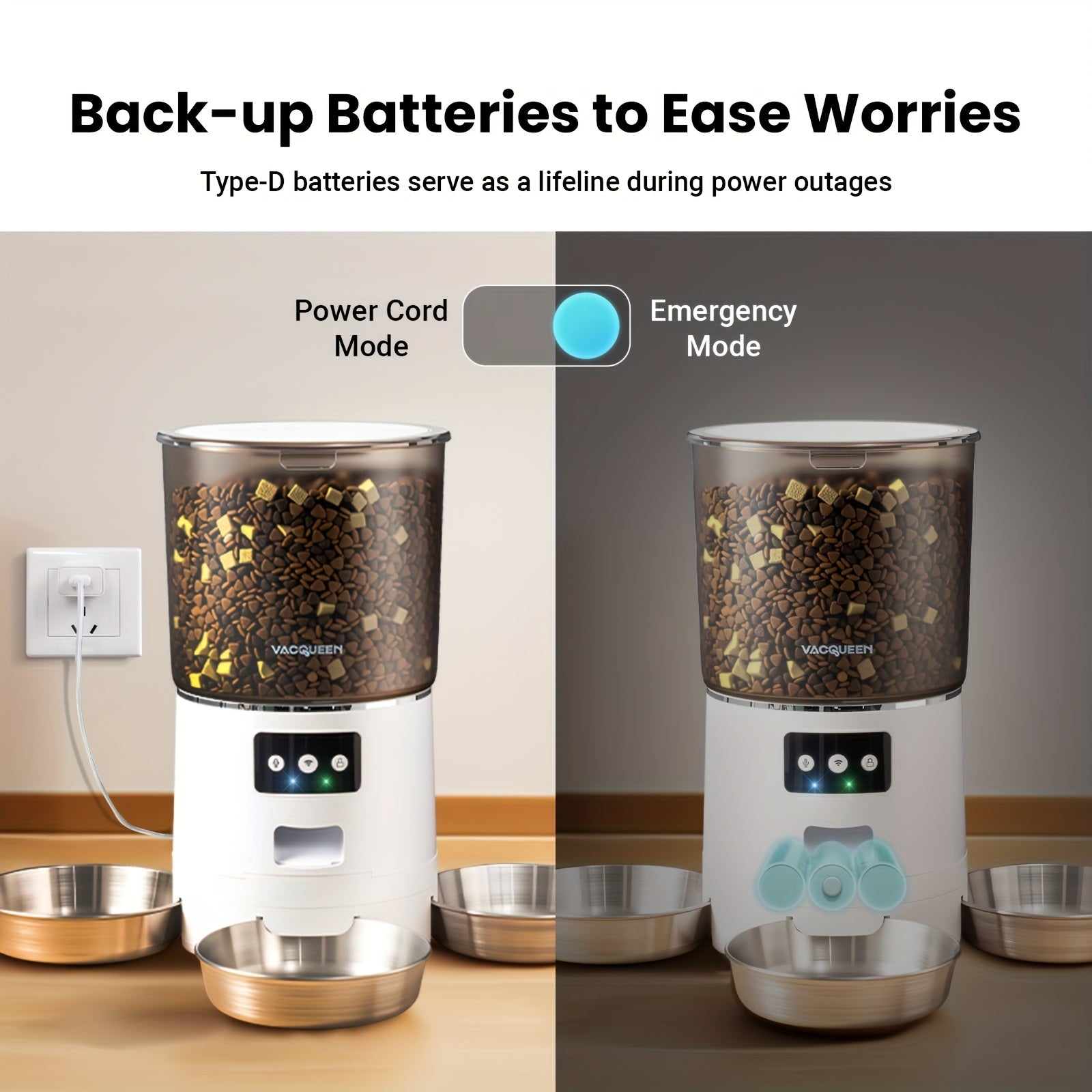 Smart WiFi Feeder with App Control & 1.59gal Large Capacity - 3- Dispenser with 3-Bowls System, Real-Time Monitoring, Auto Feeding Schedule, Plug (110-130V) for Multi- Households, Pet Waster Prevention, Dog Feeder Automatical