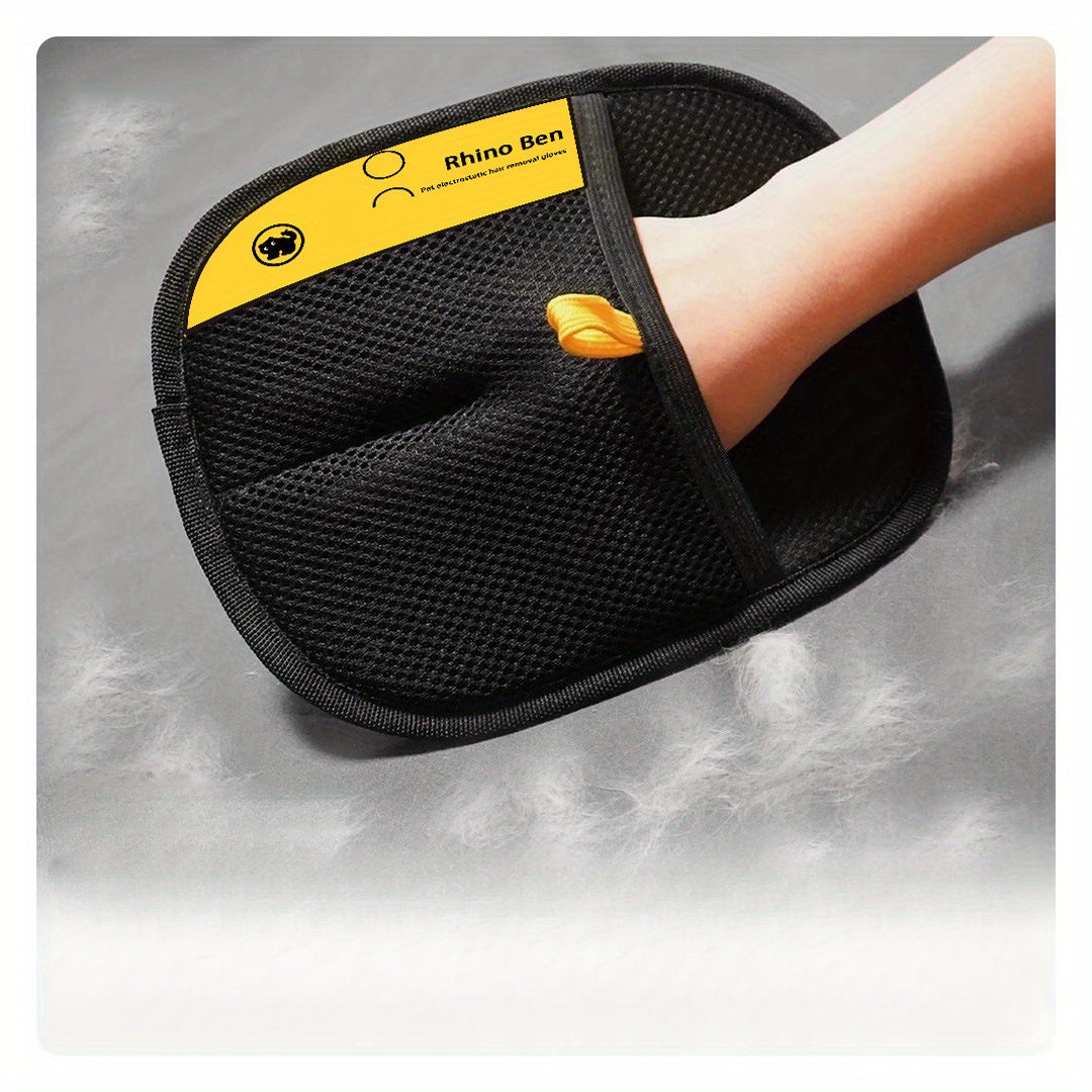 Pet Static Hair Removal Gloves - Black Polypropylene Cat Grooming Gloves, Effectively Remove Hair and Dander for Cats and Dogs, Pet Grooming Essentials | Fashion Pet Accessories | Durable Pet Grooming Gloves