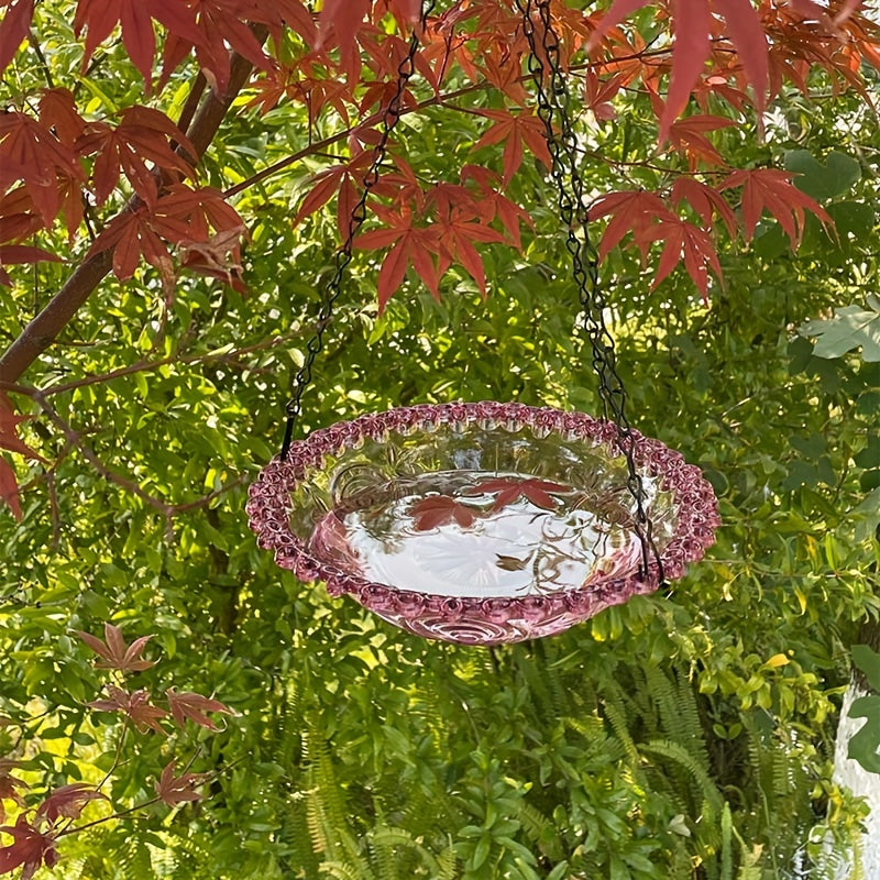 1pc Delightful Hanging Bird Feeder and Birdbath Combo - Attracts Hummingbirds, Easy to Clean, Durable, Weather-Resistant, Perfect for Outdoor Garden Decor, Yard, Farm Supplies, and Wildlife Watching