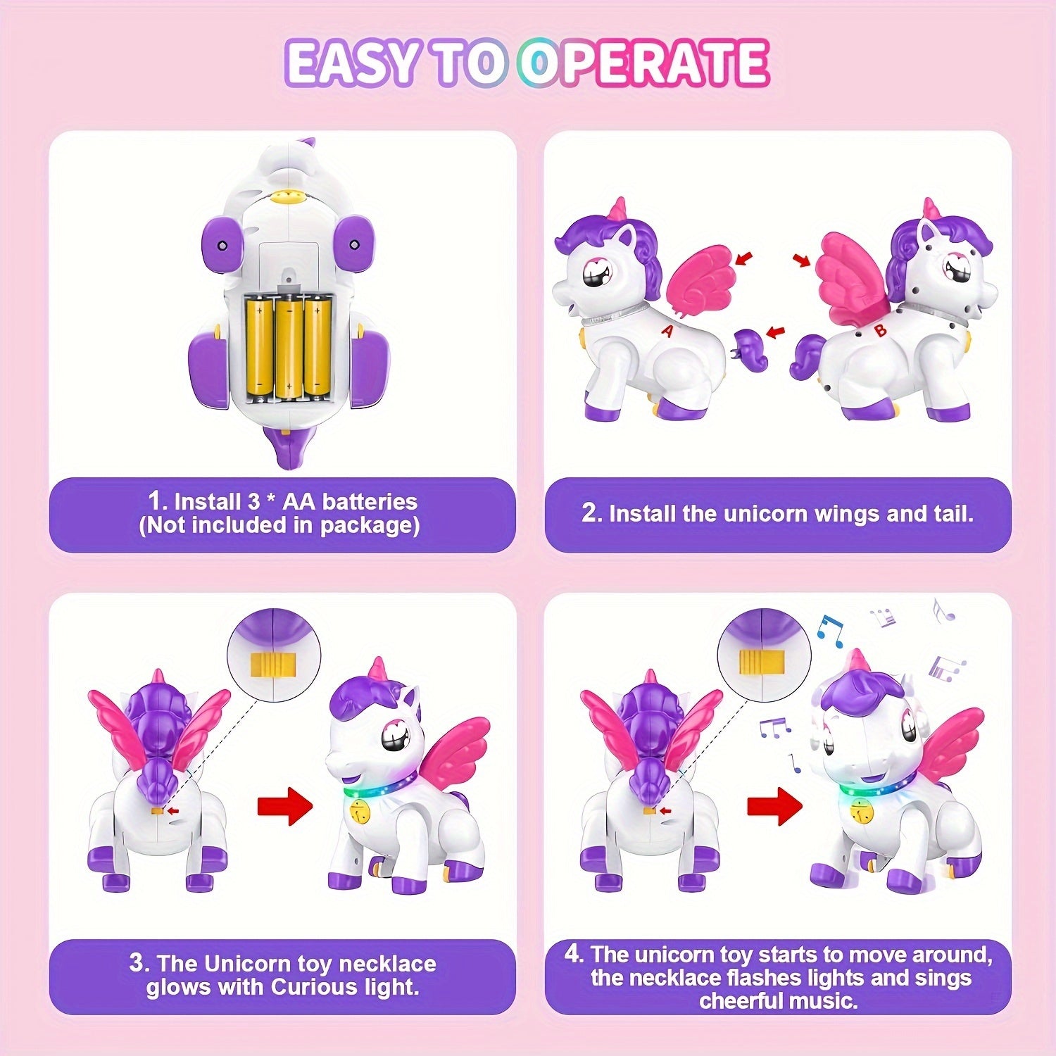 Magical Unicorn Electronic Pet Toy with Lights & Sounds - Perfect Educational Play for Youngsters Ages 0-6, Ideal Birthday, Halloween, Christmas Gift