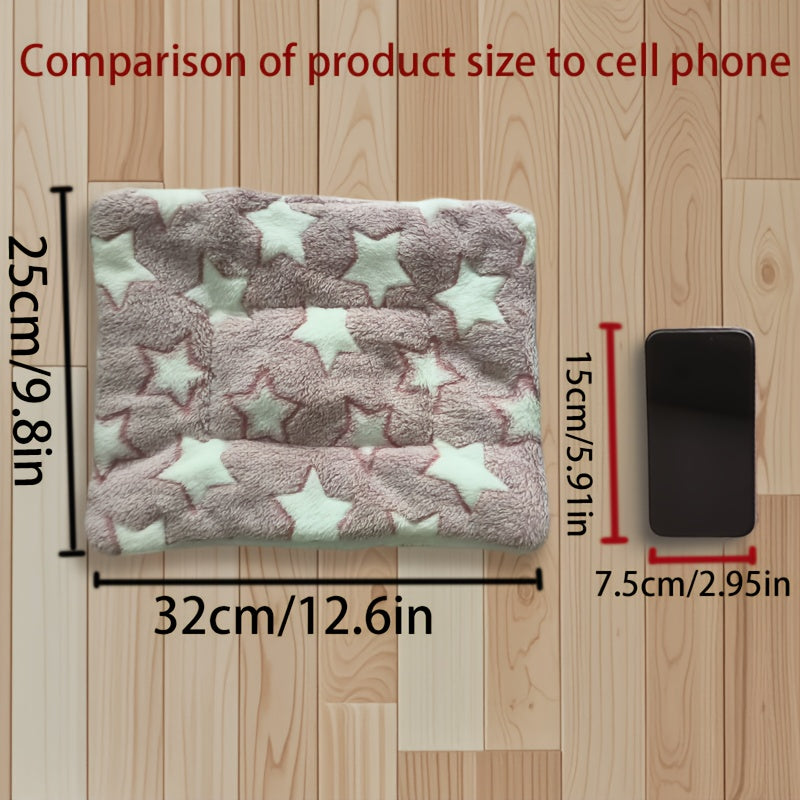 Cozy Plush Dog Mat - Thick, Warm Pet Bed with Geometric Star Pattern, Gray & White, Four Seasons, Polyester Fiber Filling, Ideal for Small to Large Breeds, Dog Sleeping Mat