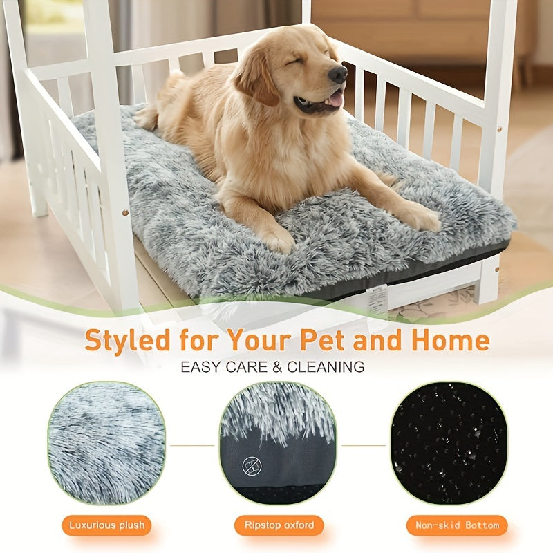 Orthopedic Dog Bed for Medium & Large Dogs - Plush Blue Faux Fur Pet Bed with High-Density Polyester Fill, Winter Warmth & Pressure Relief, Durable Easy-Clean Indoor Dog Bed for German Shepherds, Labradors, Rottweilers, Cozy