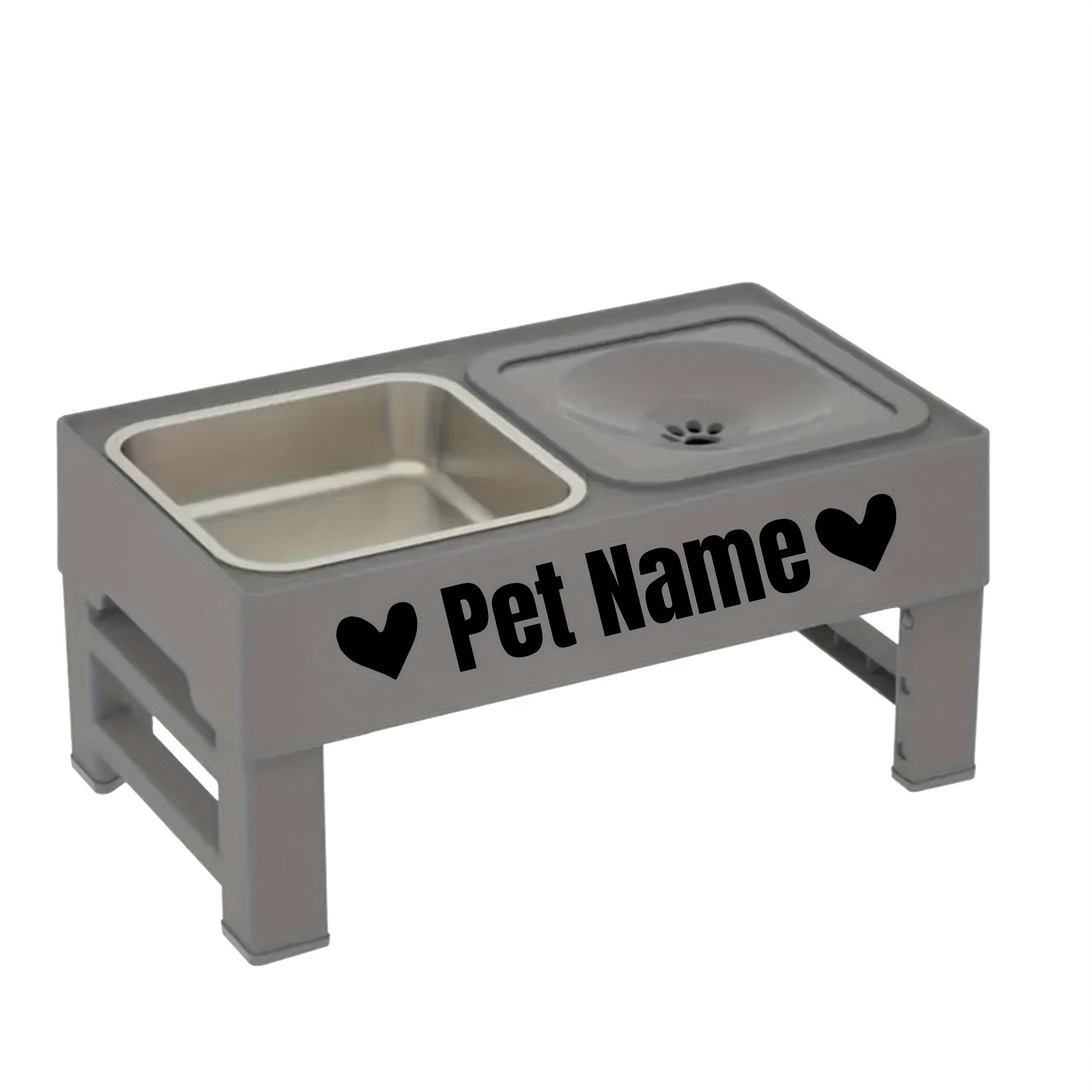 1pc Customizable 2-in-1 Adjustable Raised Dog Bowls with No Spill Design - Stainless Steel & Plastic, Ideal for Small, Medium, Large Dogs & Cats, Elevated Pet Feeding Station, Pet Feeding Station | Customizable Pet Accessorie