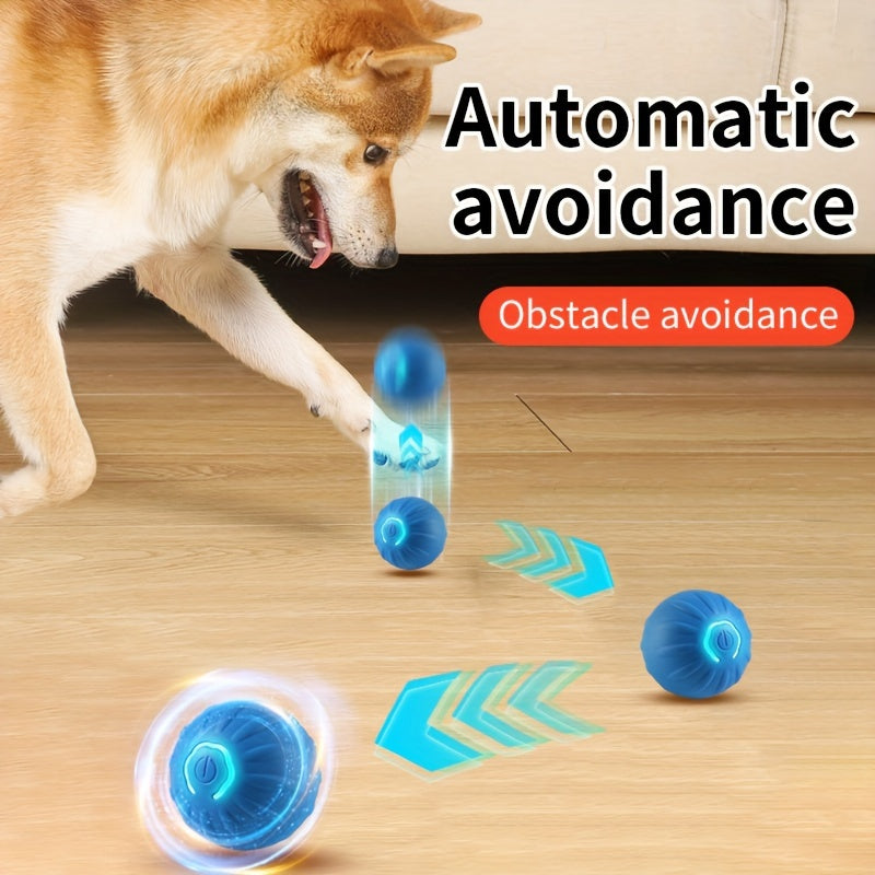USB Rechargeable Silicone Bouncing Ball for Pets - Interactive Automatic Obstacle Avoidance Toy for Medium Breeds with Built-In Rechargeable Lithium Polymer Battery, Up to 36V