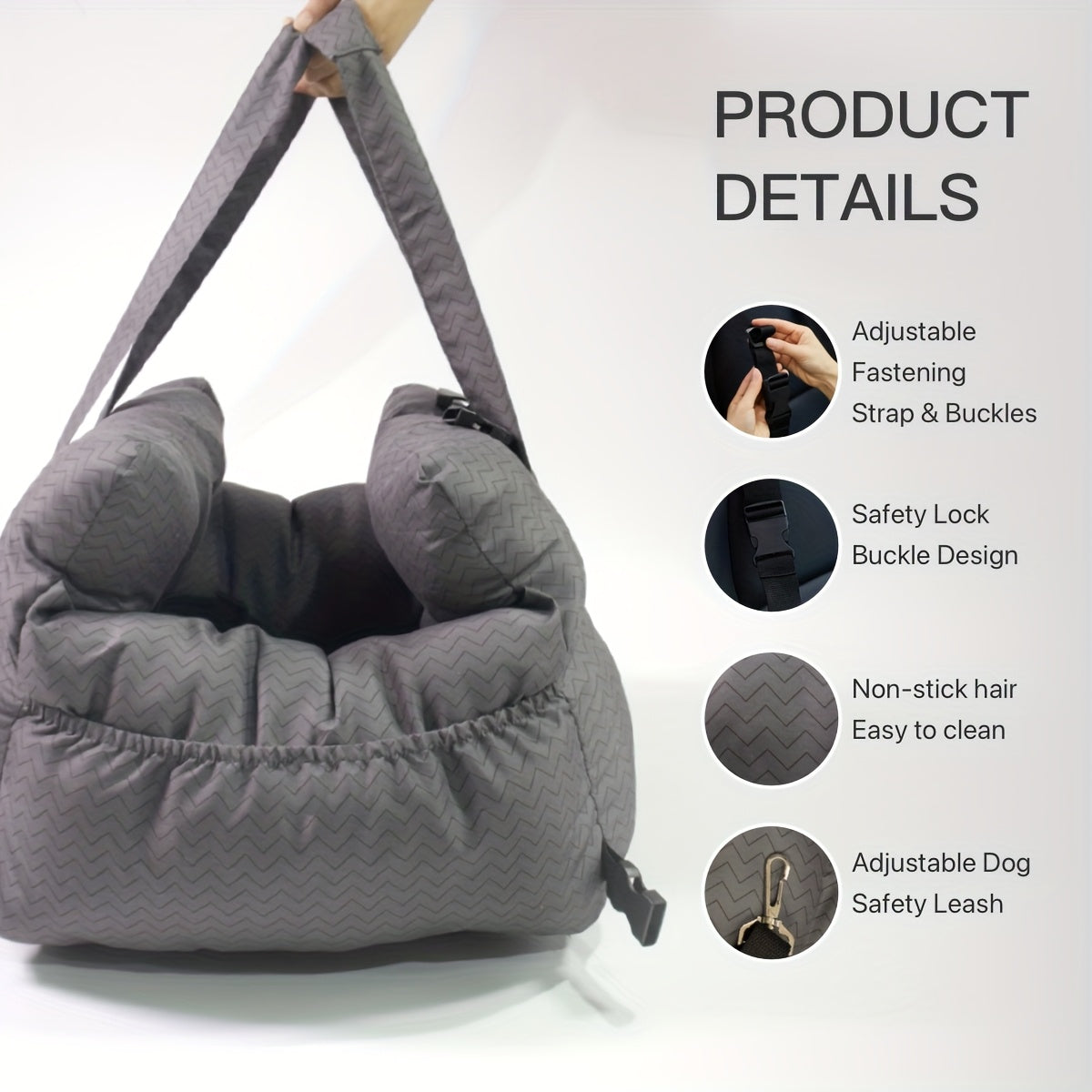 Dog Carrier Car Seat for Dogs & Cats - Portable Warm Travel Pet Bed with Safety Hook & Buckle, Handheld/Shoulder Strap, Fits Car Front/Back Seat, Suitable for Fall/Winter, Christmas Gift