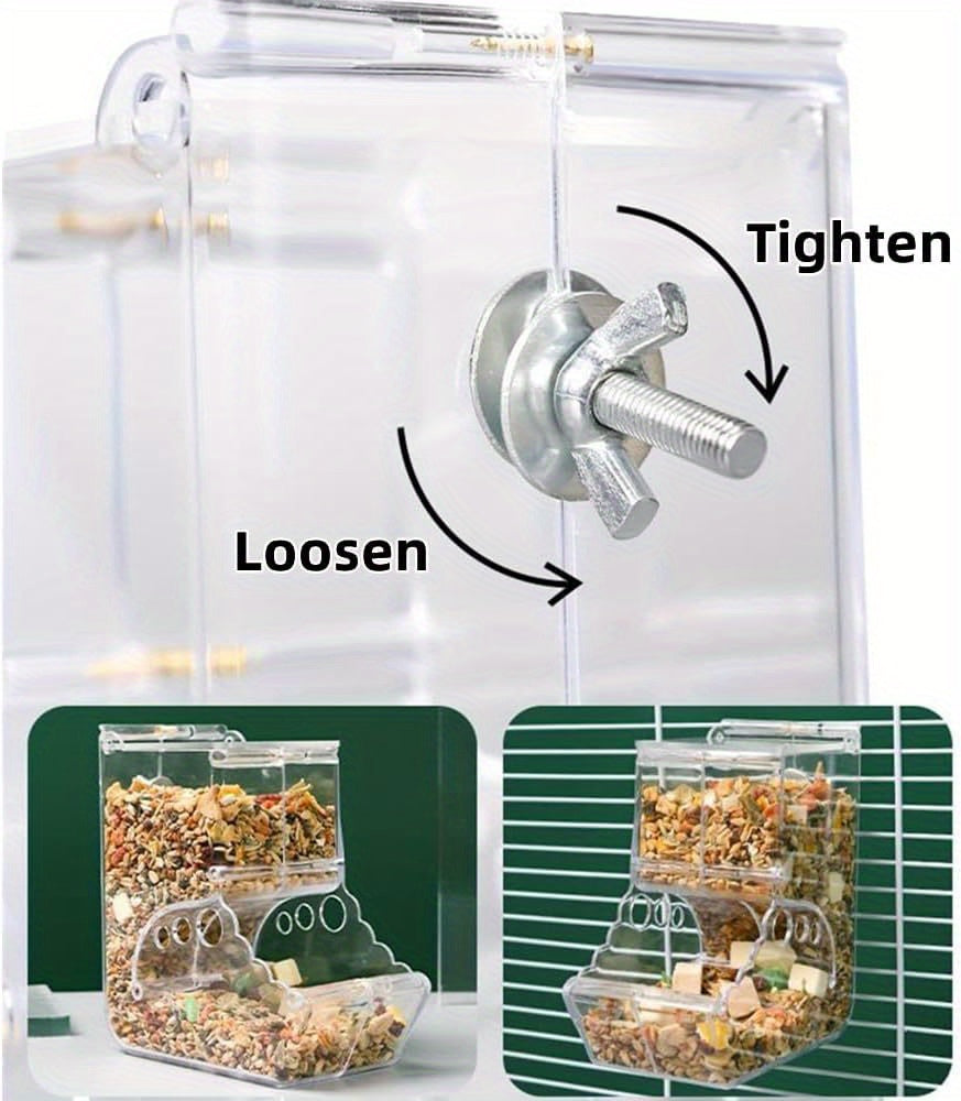 Pet Feeding Dispenser for Dwarf Hamsters, Gerbils, Hedgehogs, Guinea Pigs, Birds and Other Small Pets - Acrylic Transparent Pet Food Storage Bowl