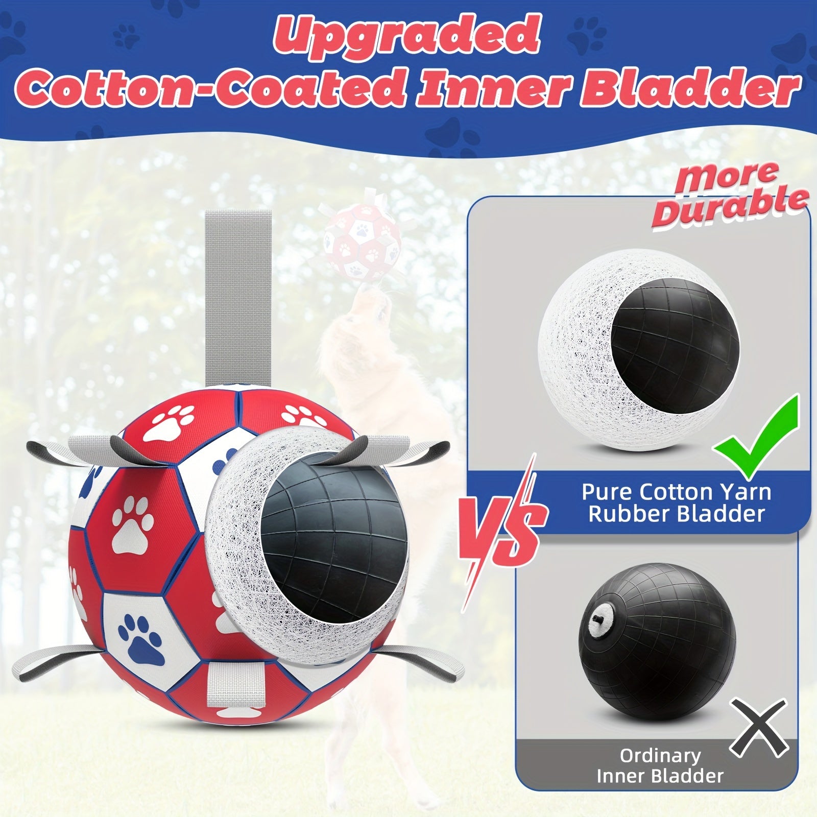 1pc Durable Football Design Pet Toy With Straps, Dog Chewing Ball Toy For Training Playing Teeth Cleaning, Interactive Fetch Pet Toy For Small Medium Large Dogs