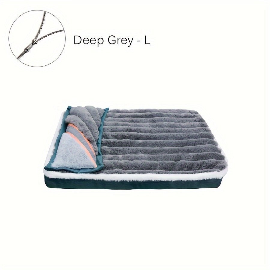 Orthopedic Memory Foam Pet Bed for Small to Medium Dogs | Plush Striped Polyester Cover with Removable Pillow | Multi-Color, Easy-Clean Design | Comfortable & Supportive Sleeping Surface