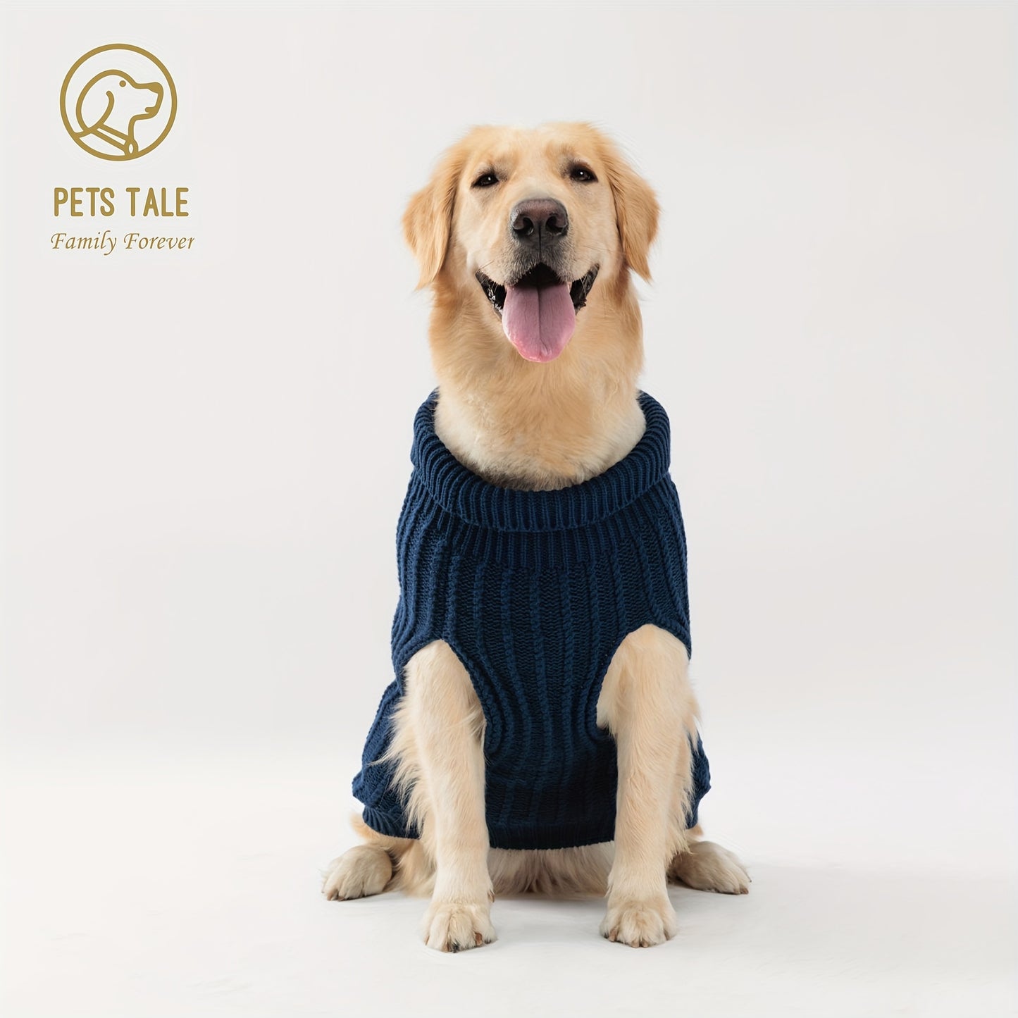 PETS TALE Dog Sweater Cable-Knit Pullover with Chain Detailing & Tag - Machine Washable Cozy Winter Sweater for Small, Medium & Large Breeds, Navy Blue, Dog Sweater for Small Dogs, Durable Petwear