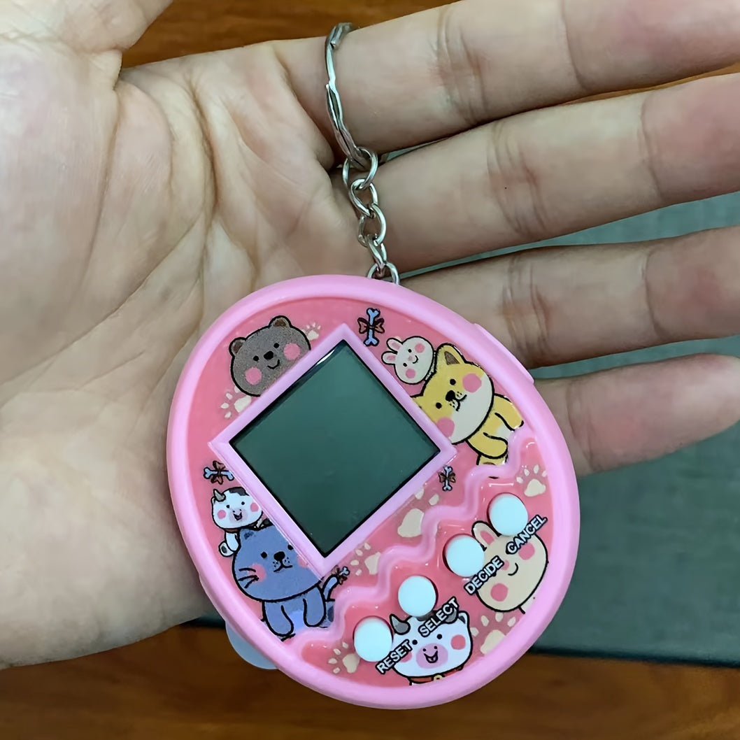 Holiday Gift Children's Electronic Pet Feeding Elf Virtual Pet Raising Mini Handheld Game Console Keychain Toy Raising Game Console