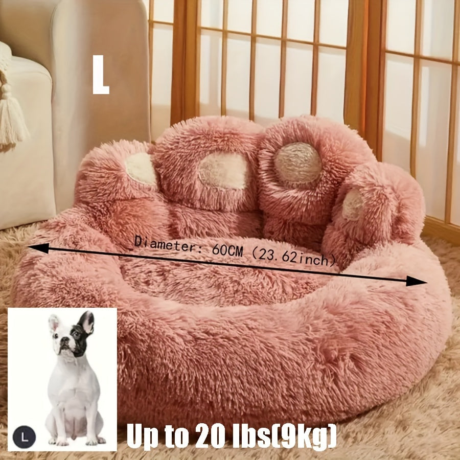 Large Gray Plush Polyester Cozy Round Pet Bed - Soft Pillow, Non-Slip Bottom, Dog & Cat Cushion for All Sizes