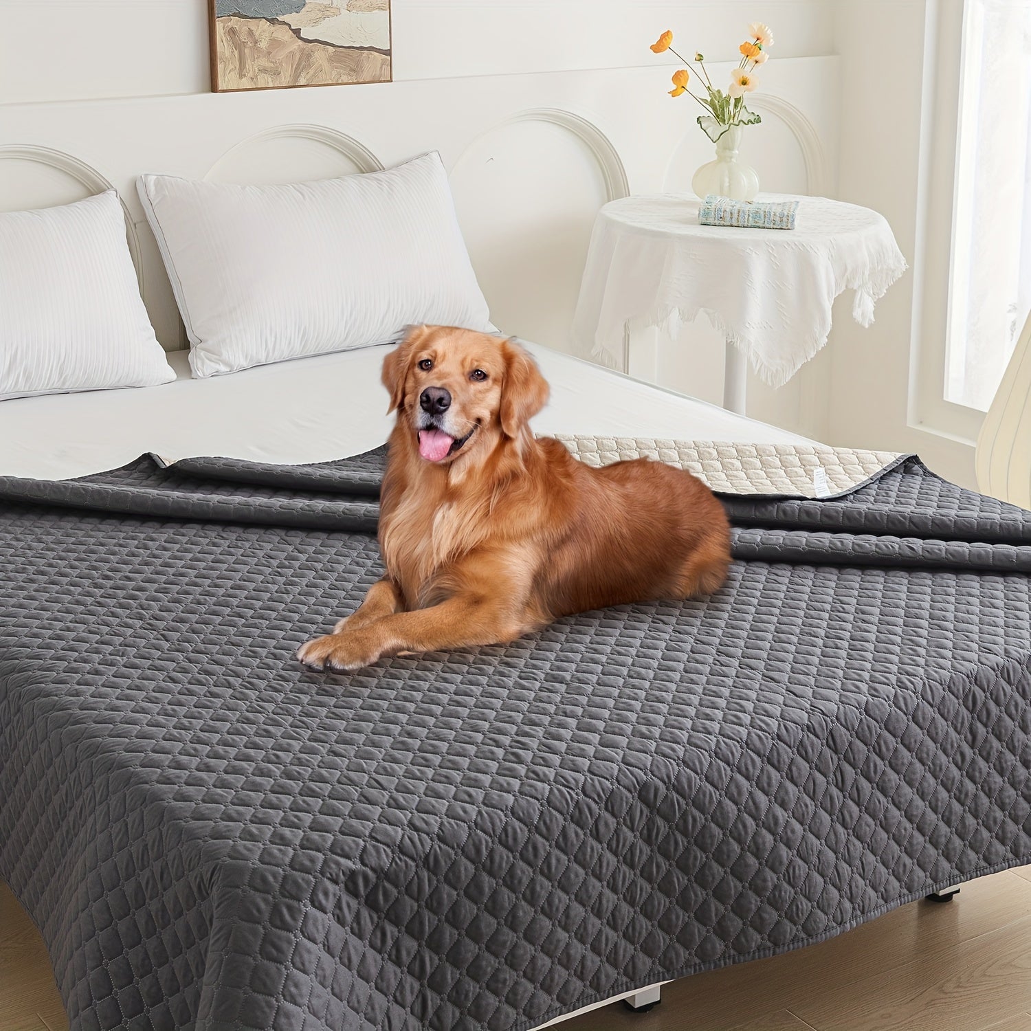 Waterproof Pet Bed Mat for Medium & Large Dogs - Non-Slip, Odor-Resistant Sofa Protector with Plaid Polyester Fill, Machine Washable, Pet Furniture Protection, Urine-proof, Car Mat