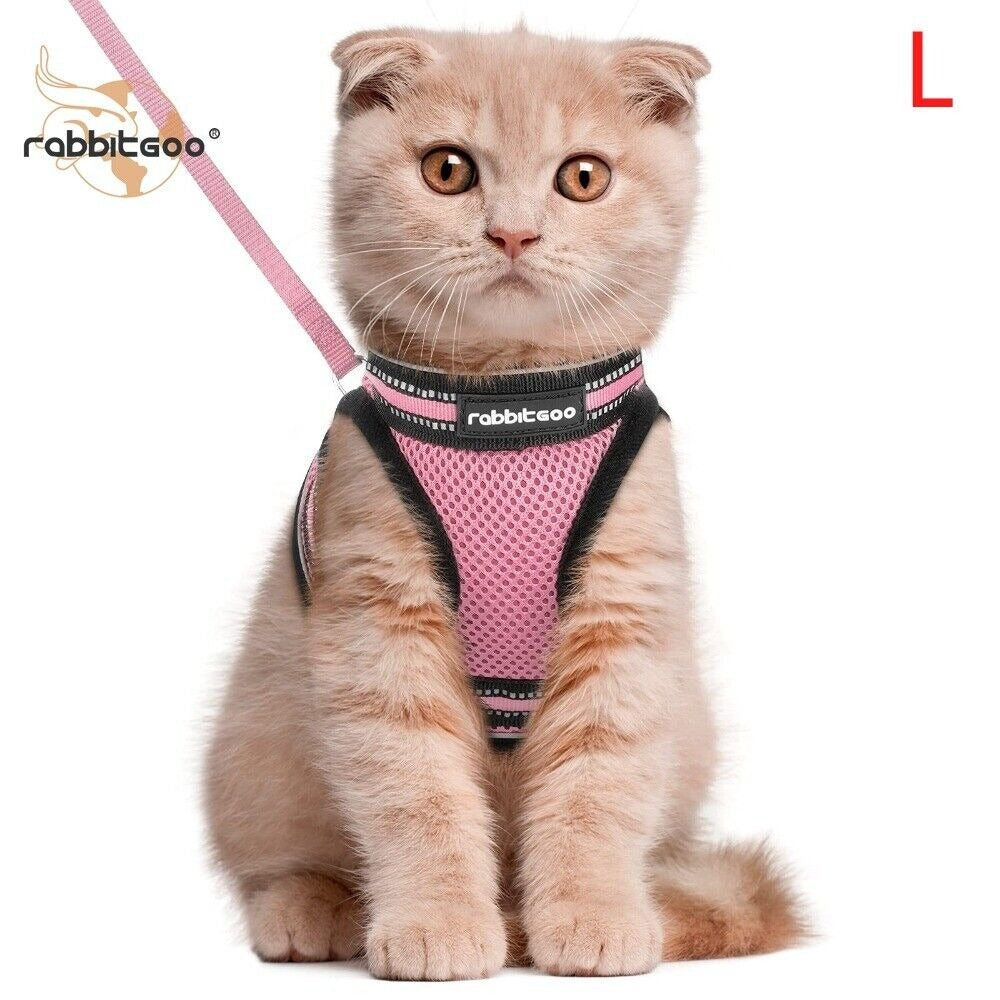 Reflective Pet Harness And Leash Set For Dogs And Cats, Adjustable Puppy Cat Vest Harness With Soft Mesh