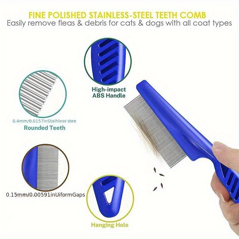 Stainless Steel Pet Grooming Brush for Small Animals - Gentle Deshedding Comb & Flea Remover, Ideal for Rabbits, Hamsters, Guinea Pigs - Durable, Rustproof Design