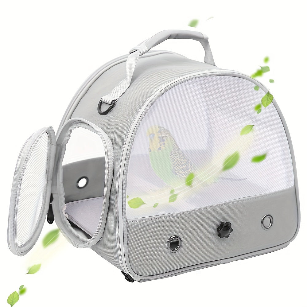 1pc Bird Carrier Cage, Portable Clear Small Bird Carrying Cage With Standing Wooden Perch And Soft Mat, Airline Approved Outdoor Bird Travel Cage