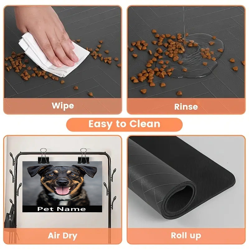 1pc Custom Photo & Name Pet Feeding Mat - Durable Polyester Training Mat for Dogs & Cats, Personalized Eating & Rest Area, Unique Gift for Pet Lovers, Home Decor, Petthemed Design, Easyclean Material