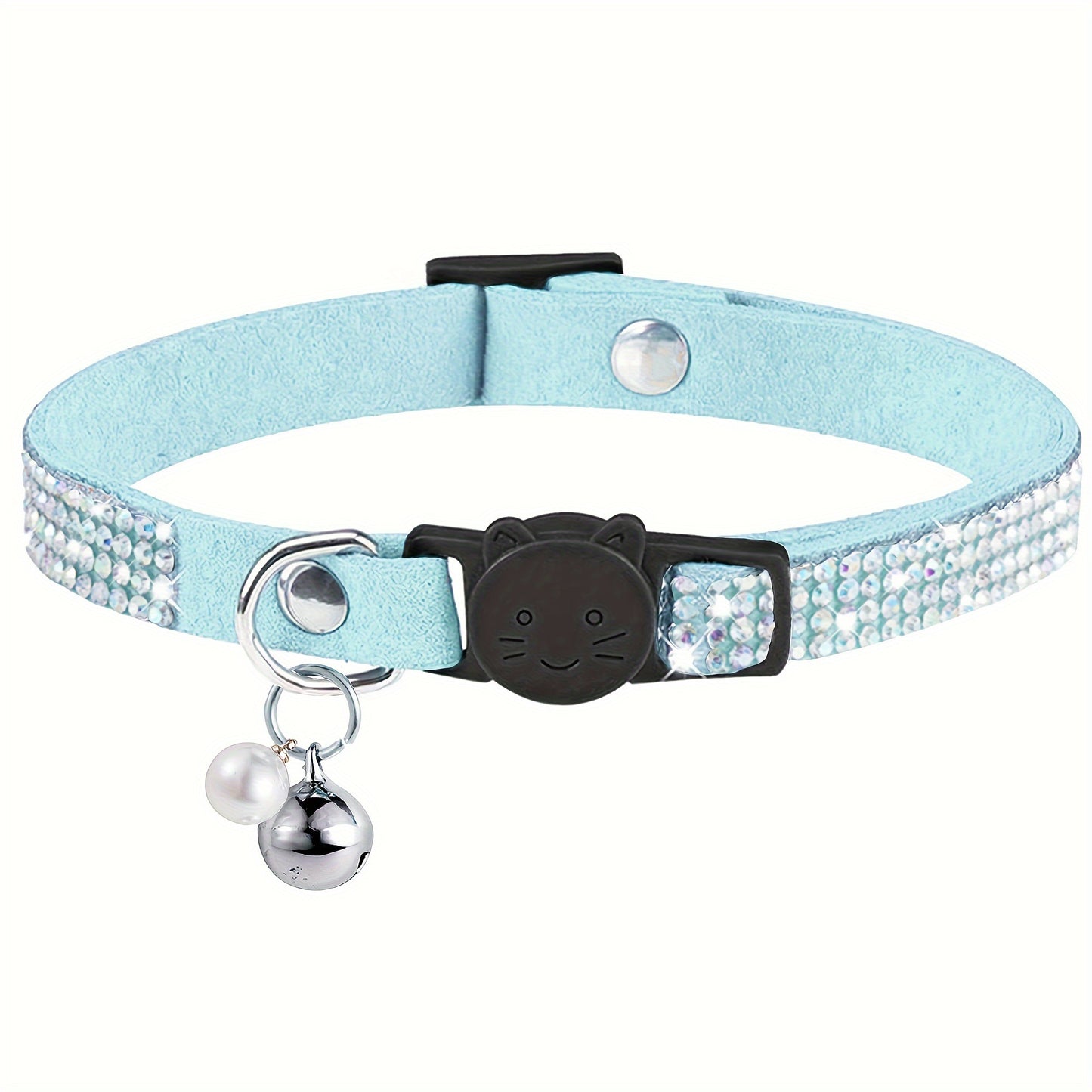 Rhinestone Cat Collar Breakaway with Bell, Precious Stone Cat Collar with Safety Buckle Quick Release for Individual Boy Small Kitten Pets Puppy, Cute Soft Female Male Cat Collars