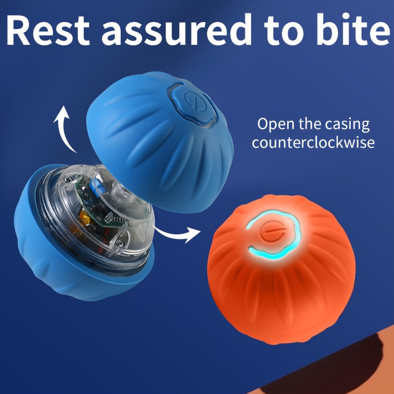 USB Rechargeable Silicone Bouncing Ball for Pets - Interactive Automatic Obstacle Avoidance Toy for Medium Breeds with Built-In Rechargeable Lithium Polymer Battery, Up to 36V