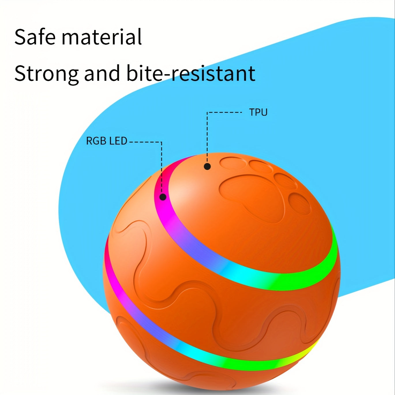 For Medium/Large Dogs Interactive Smart Pet Toy Ball with Bouncing Motion, Colorful Attraction Lights, Crazy/Normal Modes, USB Rechargeable and Remote Control