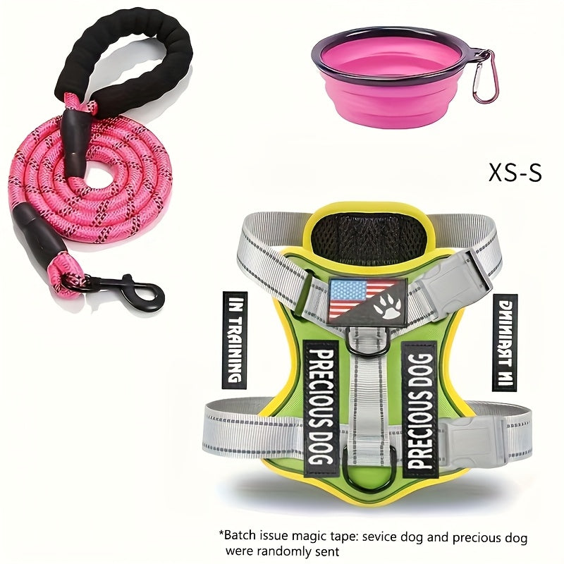 Service Dog Harness And Leash Set with 1pc Folding Bowl