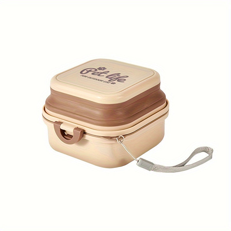 Pet Dancer 2-in-1 Portable Dog Bowl for Travel, Camping & Hiking - Durable PP Material, Leak-Proof Lid, Ergonomic Handles, White & Beige Design, Food & Water Feeder for Dogs, Hiking Essentials | Ergonomic Pet Bowl | Leakproof