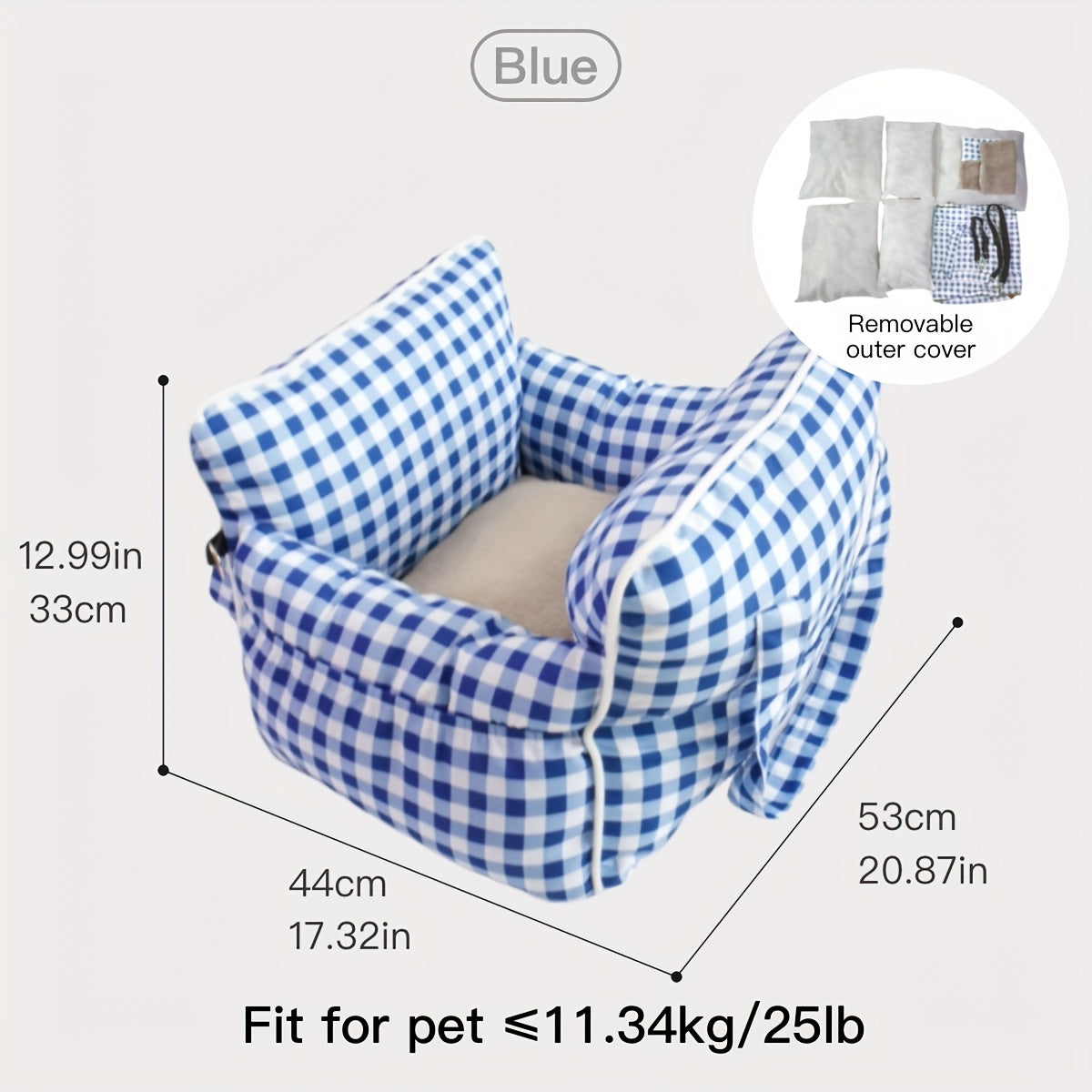 Dog Carrier Car Seat for Dogs & Cats - Portable Warm Travel Pet Bed with Safety Hook & Buckle, Handheld/Shoulder Strap, Fits Car Front/Back Seat, Suitable for Fall/Winter, Christmas Gift
