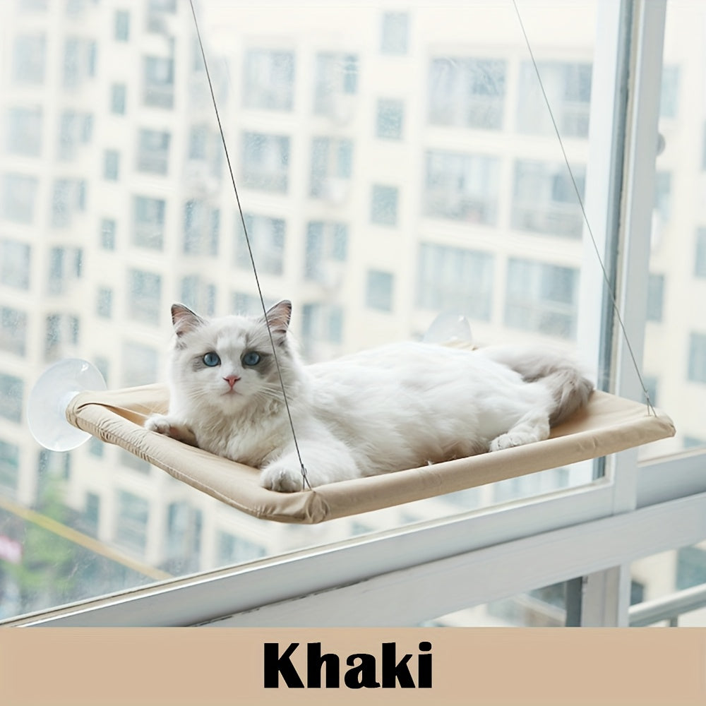 Window Mounted Cat Hammock Bed - Durable Polyester Removable Cover, Space-Saving Design for Large Cats, Easy Assembly Indoor Perch with Soft Padding, Cat Window Hammock, Cushioned Comfort, Secure Attachment Straps, Pet Furnit