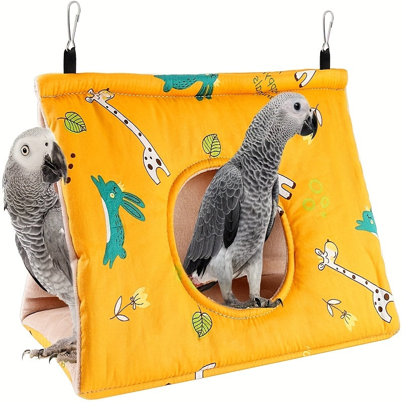 Cozy Ultra-Warm Triangle Bird Nest - Flannel Hanging Hammock for Parrots & Small Birds, Decorative Cage Accessory
