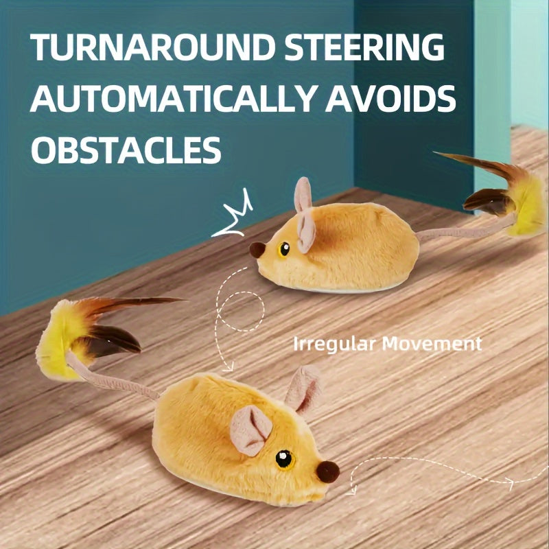 Interactive Cat Toys, Indoor Cat And Mouse Rechargeable Remote Control Cat And Mouse Toys, Feather Tail Electric Automatic Movement Remote Control Mouse And Cat Toys, All Varieties Of Cats Bored And Fun Cat Toys Wireless Chas