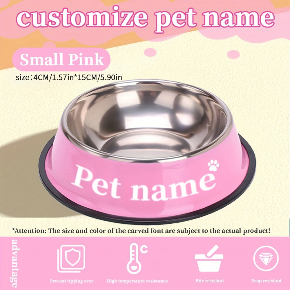 Stainless Steel Non-Slip Pet Bowl - Custom Engraved with Personalized Name - Ideal Memorial Gift for Pet Owners, Tip-Resistant, Stylish Pet Dish, Dog Memorial Items