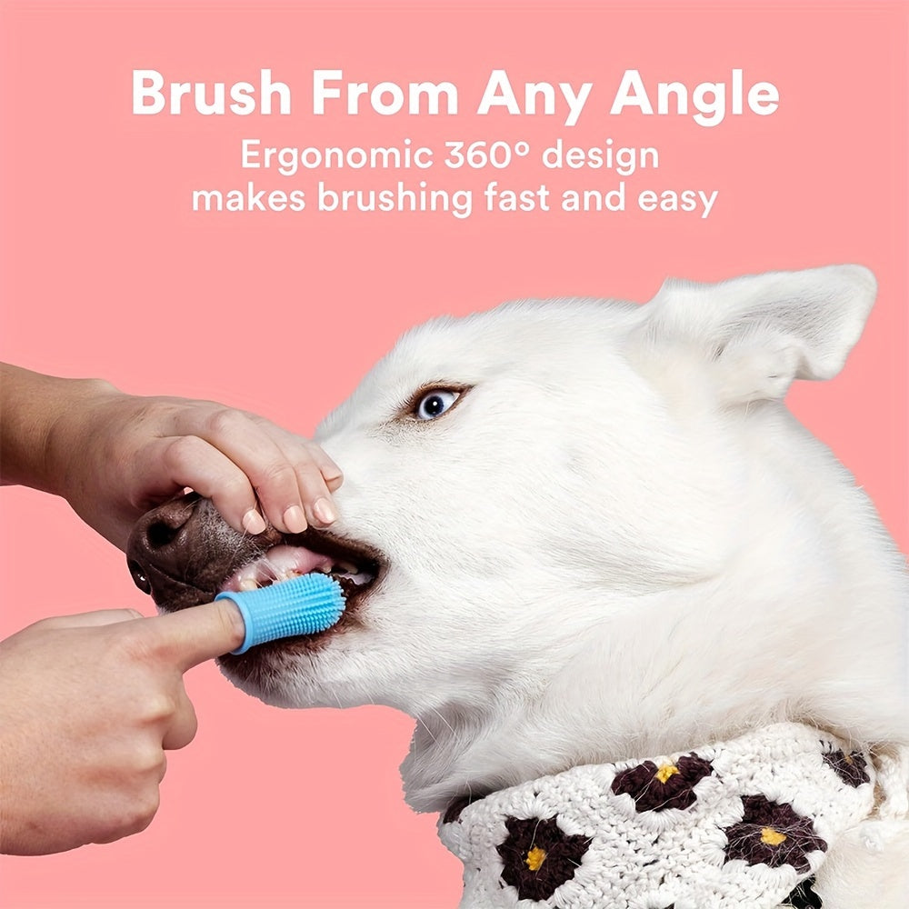 Dog Toothbrush, 360º Dog Tooth Brushing Kit, Cat Toothbrush, Dog Teeth Cleaning, Dog Finger Toothbrush, Dog Tooth Brush for Small & Large Pets, 2-Pack