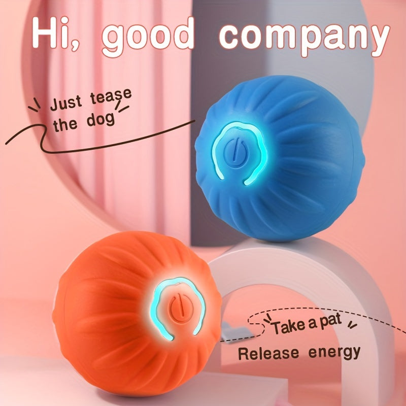 USB Rechargeable Silicone Bouncing Ball for Pets - Interactive Automatic Obstacle Avoidance Toy for Medium Breeds with Built-In Rechargeable Lithium Polymer Battery, Up to 36V