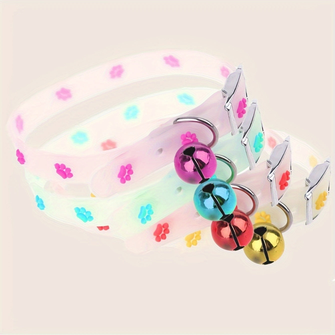 Adjustable Glowing Rubber Pet Collar with Cartoon Pattern, 1 Pc Random Color