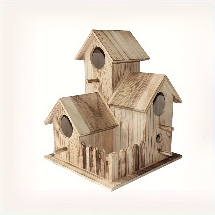 1pc Lovely Bird's Nest, Villa Style Bird House, Parrot Nest, Wooden Birdhouse