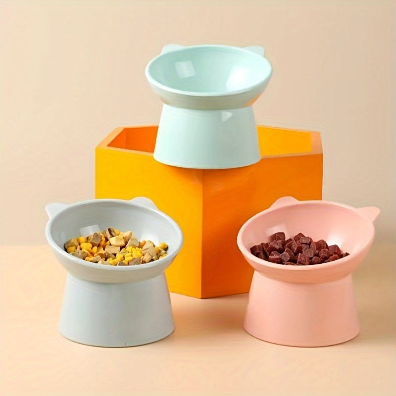Ergonomic Elevated Cat Bowl – Angled & Raised Feeder for Neck Comfort – Sturdy Plastic, Non-Slip Design – Ideal for Food & Water, Perfect for Household Pets
