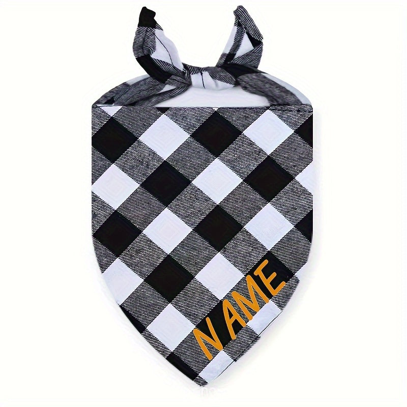 Fashionable Personalized Dog & Cat Plaid Scarf - Stylish Triangle Bibs for Pets - Durable Decorative Accessory, Customized for Your Furry Friends