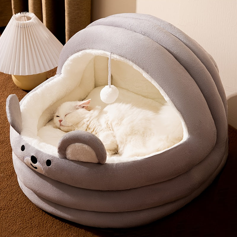 Cat Bed for indoor cats - Cat Flap Bed Cat House with removable washable cushioned soft kitten bed and furnished pet bed