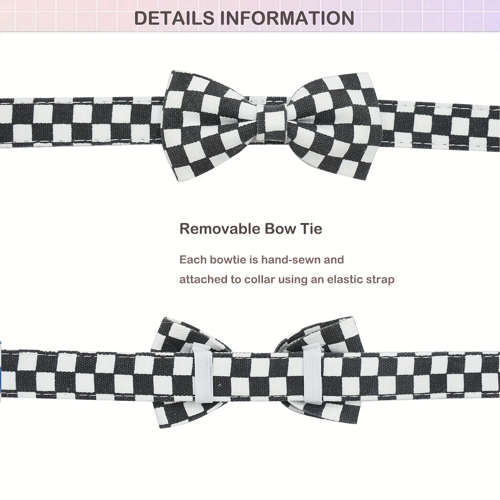 Nylon Classic Plaid Dog Collar With Bow Tie, Adjustable Comfortable Pet Collar With Quick Release Buckle