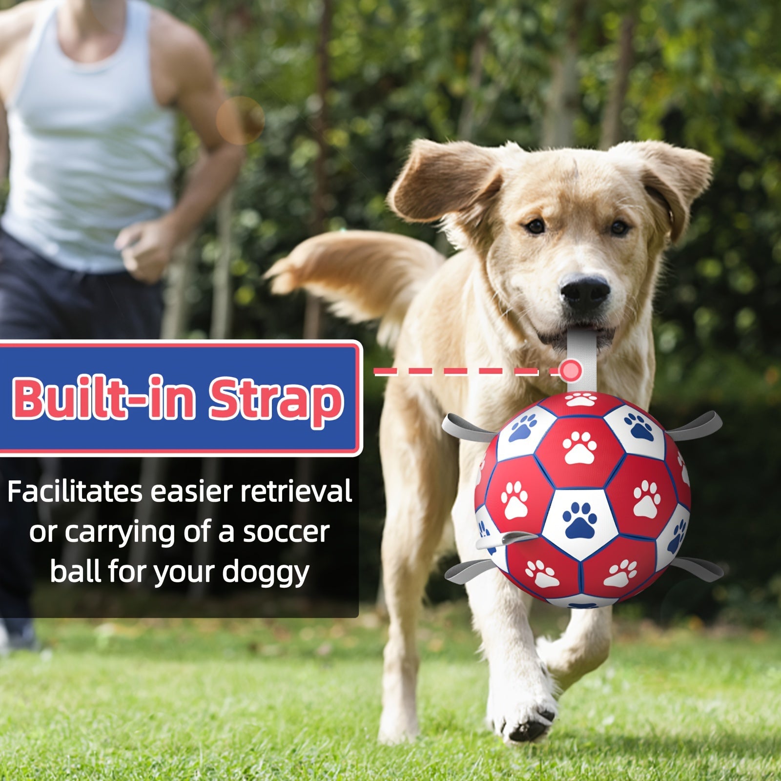 1pc Durable Football Design Pet Toy With Straps, Dog Chewing Ball Toy For Training Playing Teeth Cleaning, Interactive Fetch Pet Toy For Small Medium Large Dogs