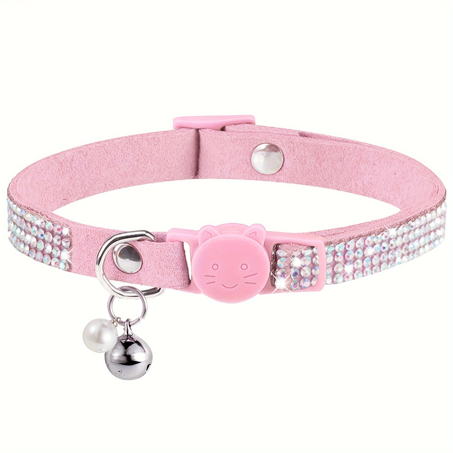 Rhinestone Cat Collar Breakaway with Bell, Precious Stone Cat Collar with Safety Buckle Quick Release for Individual Boy Small Kitten Pets Puppy, Cute Soft Female Male Cat Collars