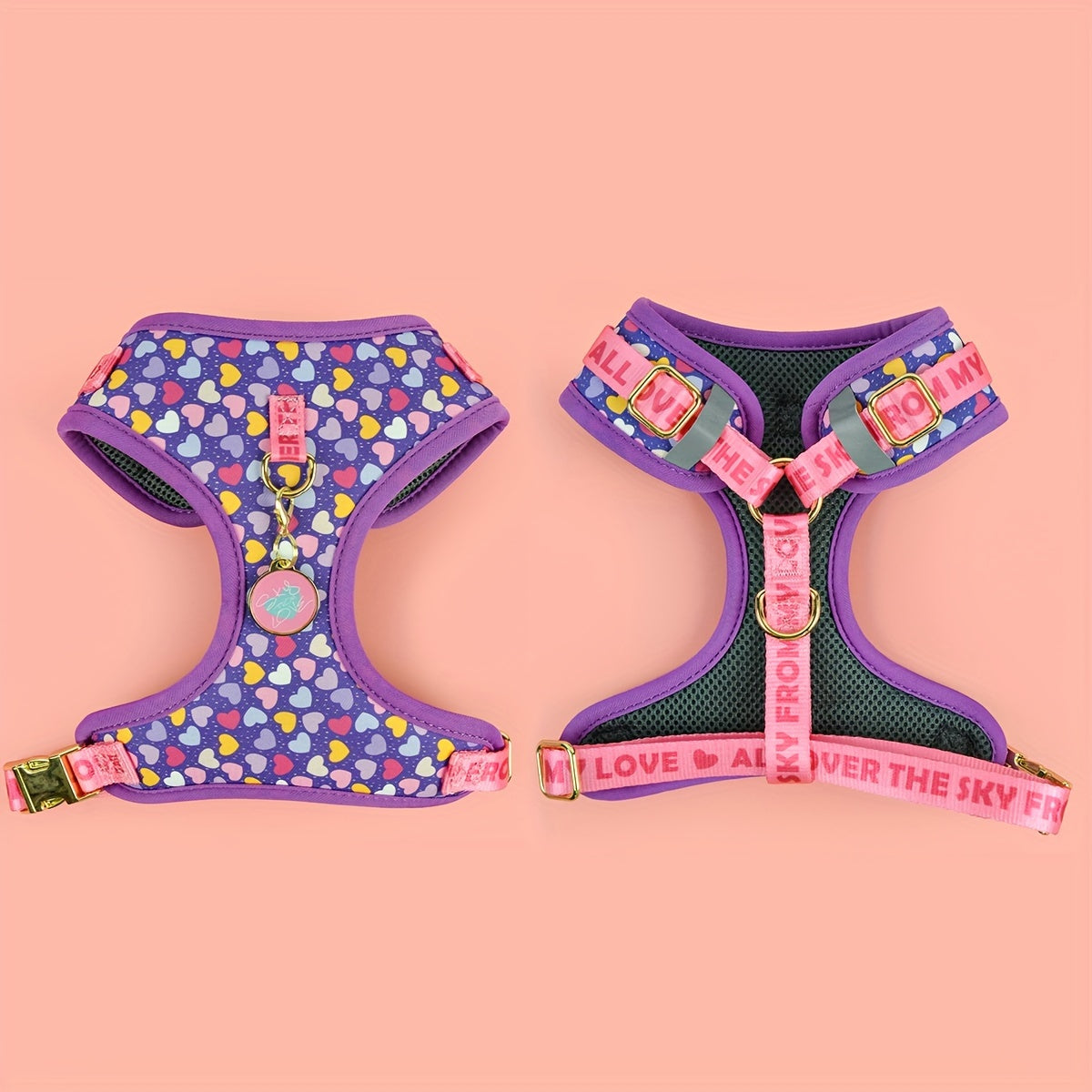 Luxury Golden Metal Clasp Fashion Printed Pet Harness