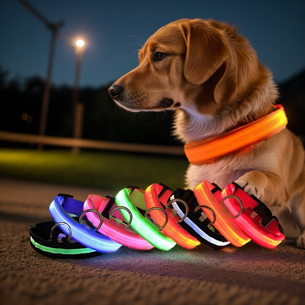 Glow-in-the-Dark LED Pet Collar for Small to Medium Dogs - Geometric Pattern, Durable Nylon Material, Keeps Your Pet Safe & Visible at Night, Walking