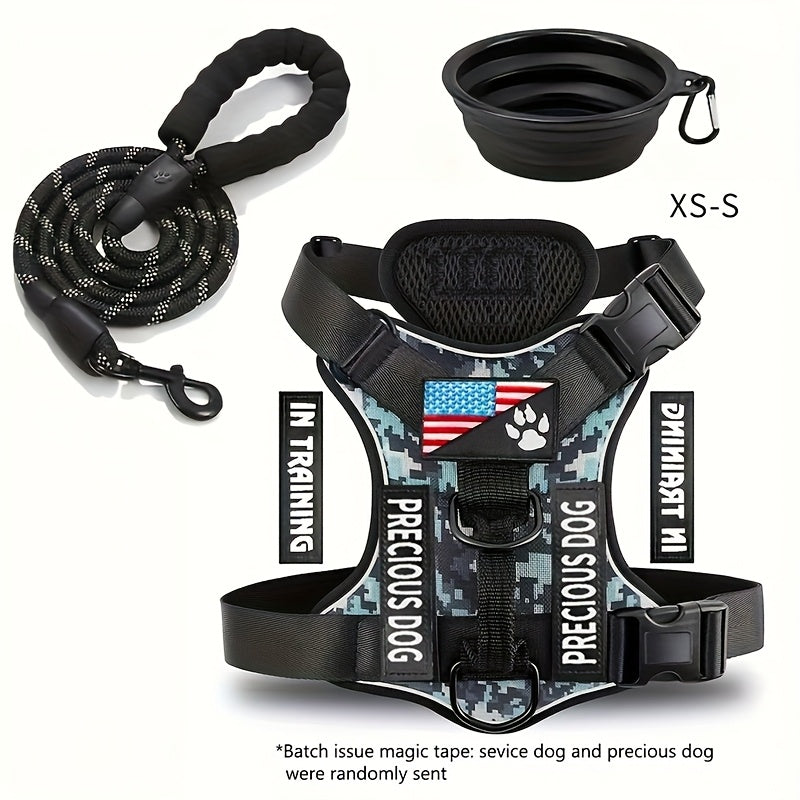 Service Dog Harness And Leash Set with 1pc Folding Bowl