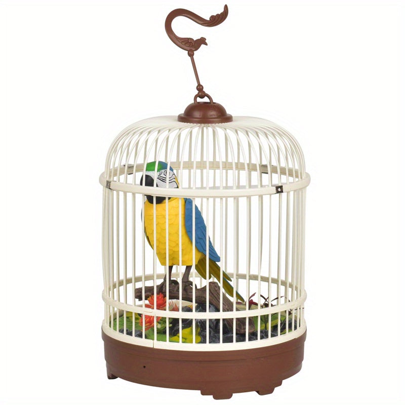 Simulation Voice-activated Bird Decoration Display Electric Induction Parrot Can Call And Move Birdcage Electronic Pet Toy