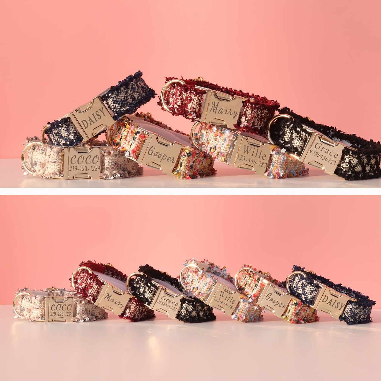 Personalized -Inspired Pet Collar with Adjustable Fit, Custom ID Name Tag & Secure Metal Buckle - Ideal for Cats and Dogs of All Sizes