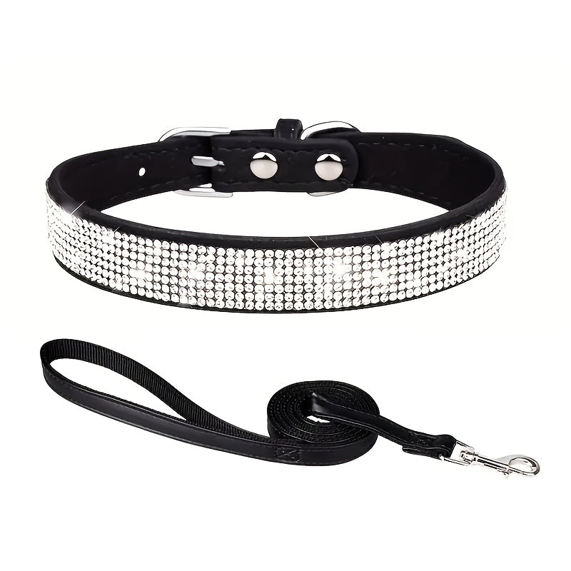 Sparkling Rhinestone Dog Collar with Leash