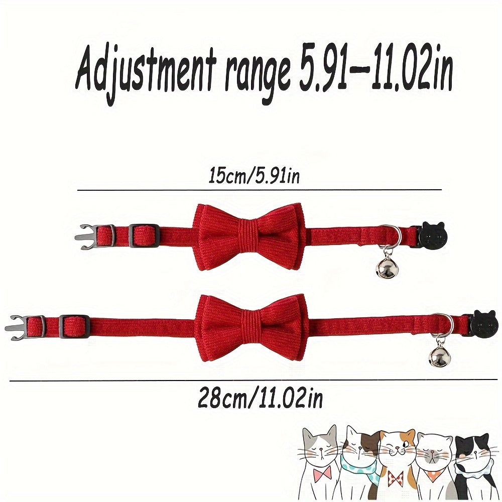 Adjustable Red Bow Tie Pet Collar - Detachable, Festive Accessory for Cats & Small Dogs, Perfect for Valentine's Day & Christmas Gifts
