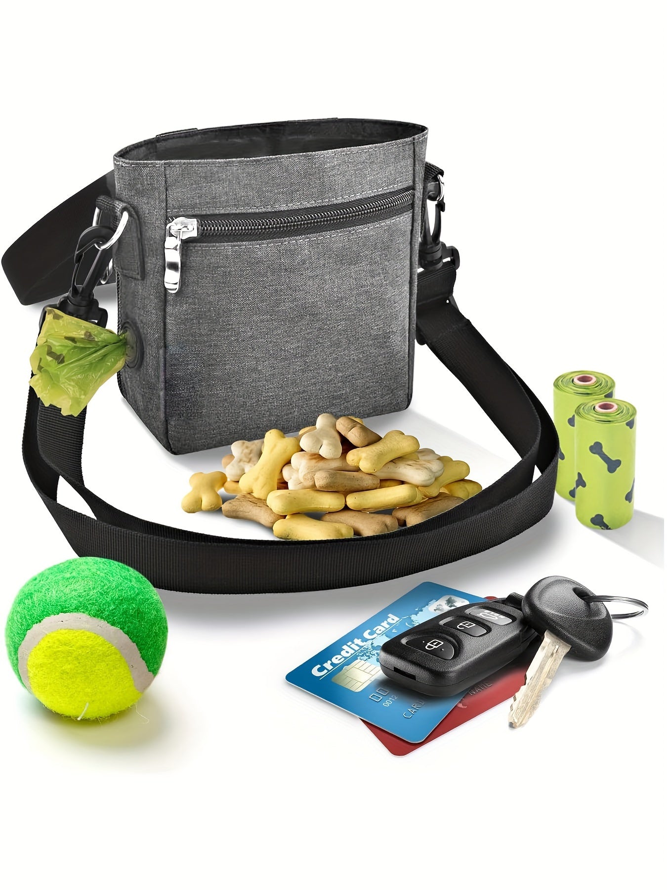 Dog Treat Training Pouch Easily Carries Pet Toys, Kibble, Treats Built-In Poop Bag Dispenser 3 Ways To Wear