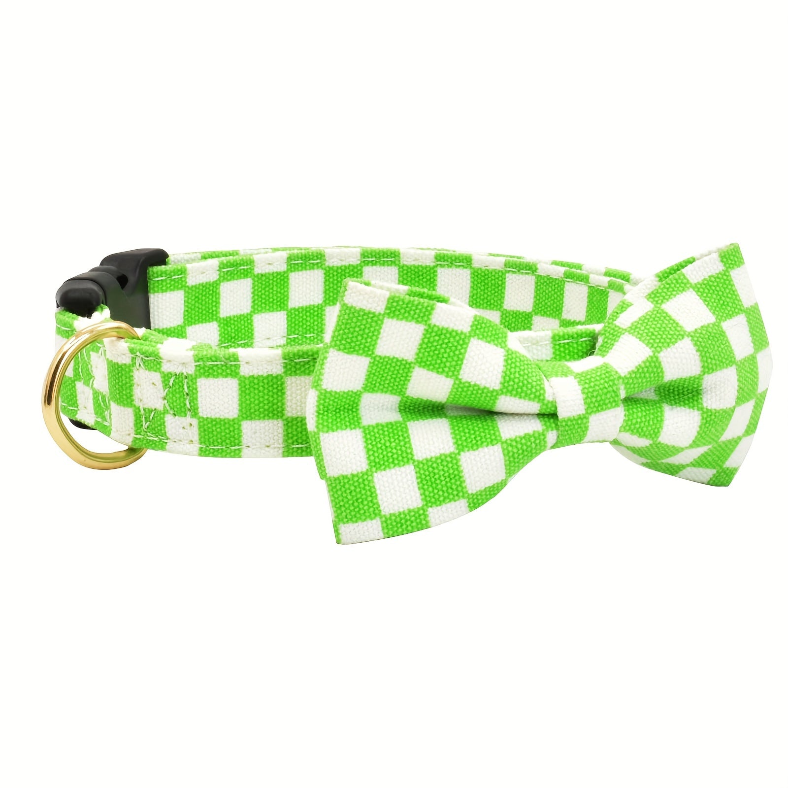 Nylon Classic Plaid Dog Collar With Bow Tie, Adjustable Comfortable Pet Collar With Quick Release Buckle